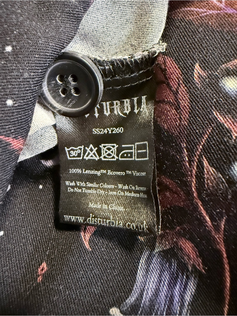 NEW Disturbia Foxglove Midi Shirt Dress Pockets Dark Botanical Goth Grunge US12 - Picture 12 of 13